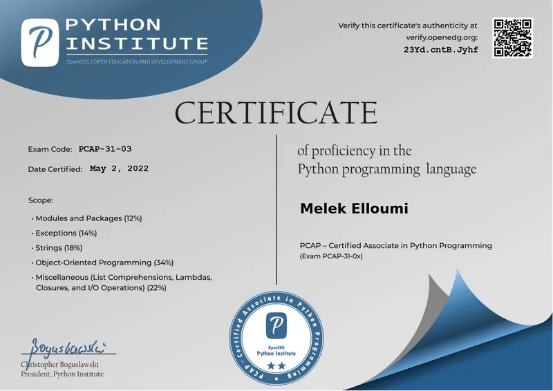 شهادة PCAP من Python Institute